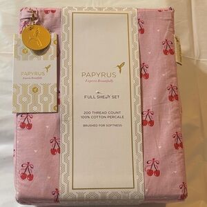 Papyrus Cherry Print Pink Full Sheet Set